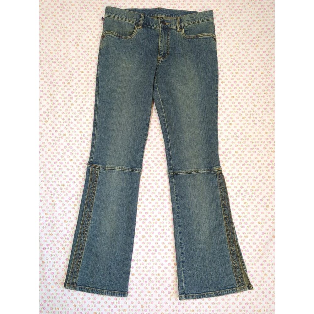 Vintage 90s Y2K Polo Jeans Co Ralph Lauren Embroidered Slit Boot Cut Jeans 10